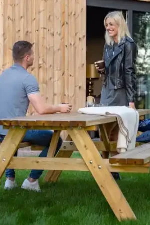 AANBIEDING Picknicktafel excellent groen geïmpregneerd 220 x 155 x 74 cm Lage Prijs
