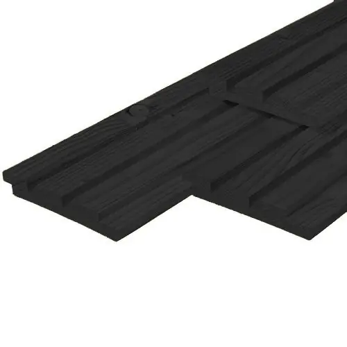 Gevelbekleding dubbel profiel douglas zwart gespoten 1,9 x 13 cm Aanbieding