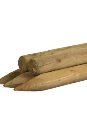 Gecertificeerd Ronde paal grenen groen geïmpregneerd gefreesd kop Ø7,5 cm