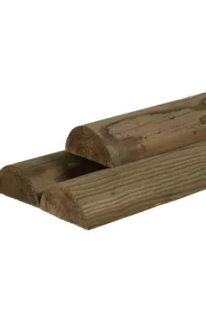 Dagaanbieding Halfronde regel vuren bruin geïmpregneerd gefreesd Ø12 cm