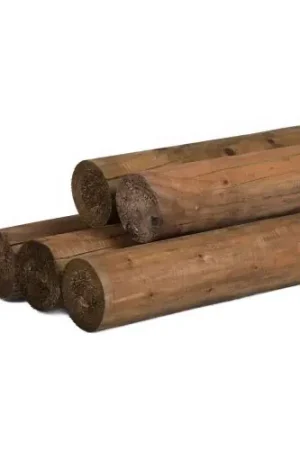 Tijdelijk Beschikbaar Ronde paal vuren bruin geïmpregneerd gefreesd kop Ø10 cm