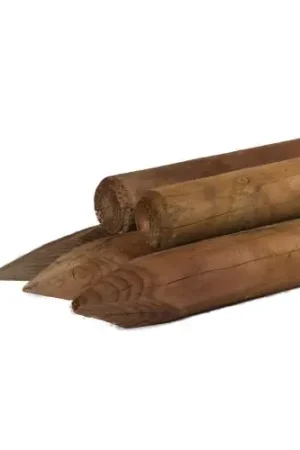 Gecertificeerd Ronde paal grenen bruin geïmpregneerd gefreesd kop Ø12 cm