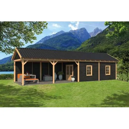 Koop Vandaag Douglas overkapping zadeldak Hamar type 11 L 903 x 395 x 348 cm