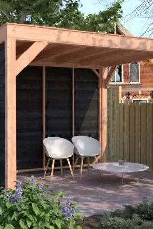 Douglas overkapping geschaafd 300 x 250 cm zwarte wanden Korting