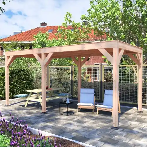 Douglas overkapping geschaafd 550 x 250 cm asymmetrisch 2 Speciale Aanbieding