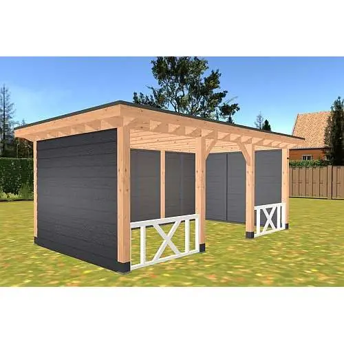 Overkapping Hillhout douglas plat dak Excellent 593 x 307 cm Flitsaanbieding