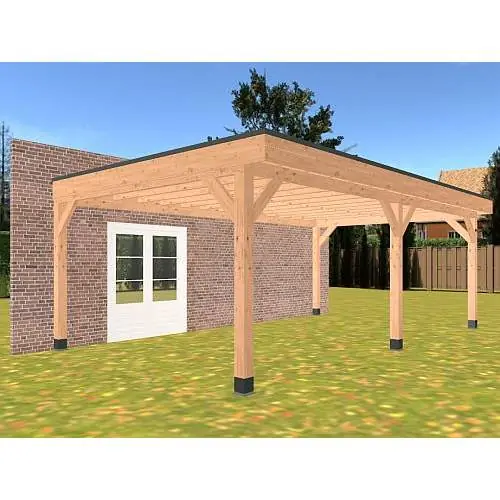 Rechtstreeks Van De Fabrikant Overkapping Hillhout douglas plat dak Prestige aan huis 699 x 385 cm