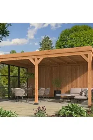 Beperkt Aanbod Red Class Wood overkapping Kiruna type 1 plat dak 538 x 378 cm