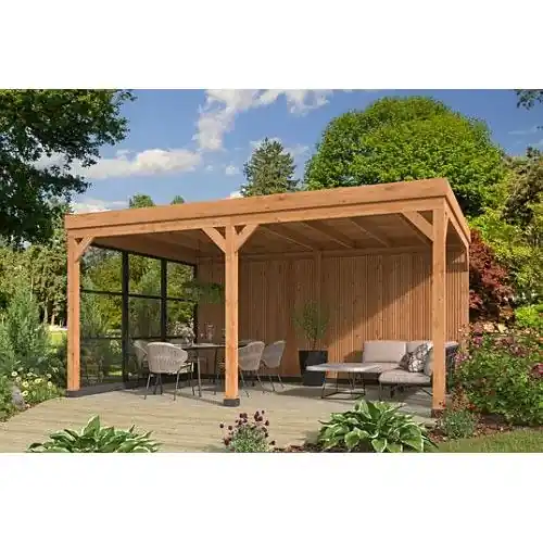 Beperkt Aanbod Red Class Wood overkapping Kiruna type 1 plat dak 538 x 378 cm
