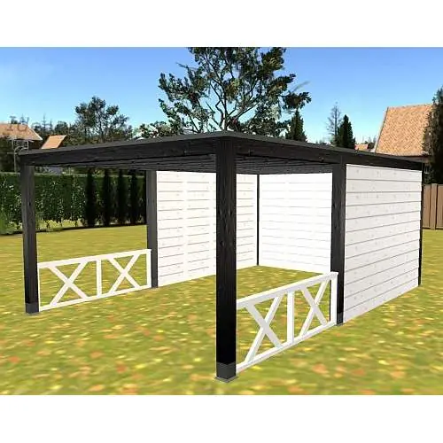 Overkapping Hillhout vuren plat dak Buitenverblijf Outline 599 x 399 cm Fabrieksprijs