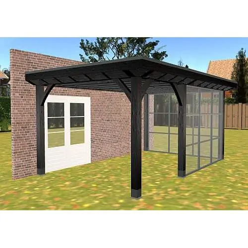 Overkapping Hillhout vuren plat dak Excellent aan huis 499 x 307 cm Rechtstreeks Van De Fabrikant