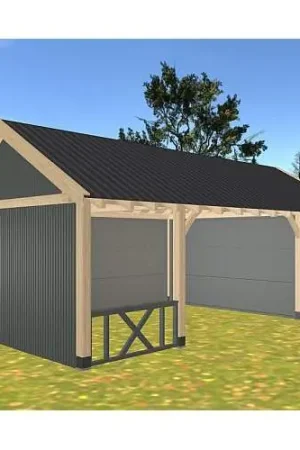 Direct Beschikbaar Overkapping Hillhout vuren zadeldak Excellent 785 x 399 cm