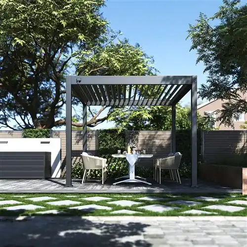 Tuindeco Advance line vrijstaande stalen overkapping 300 x 300 x 255 cm antraciet Laatste Versie