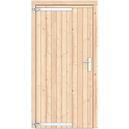 Vuren dichte enkele deur LD kleurloos geïmpregneerd 108 x 209 cm verzinkte hengen RVS beslag 1073293 Goedkoop