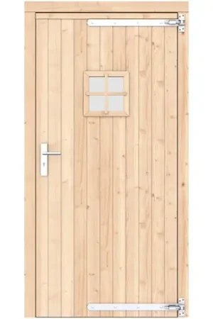 Vuren enkele deur RD onbehandeld 108 x 209 cm verzinkte hengen RVS beslag 1073262 Koop Online