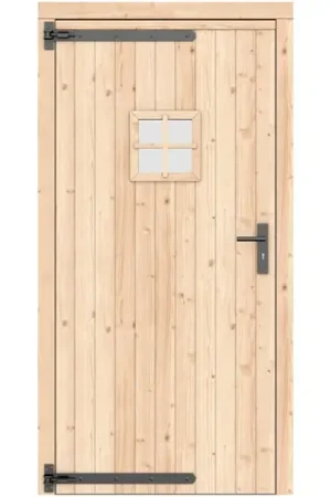 Vuren enkele deur LD onbehandeld 108 x 209 cm zwart beslag 1073259 Beperkte Voorraad