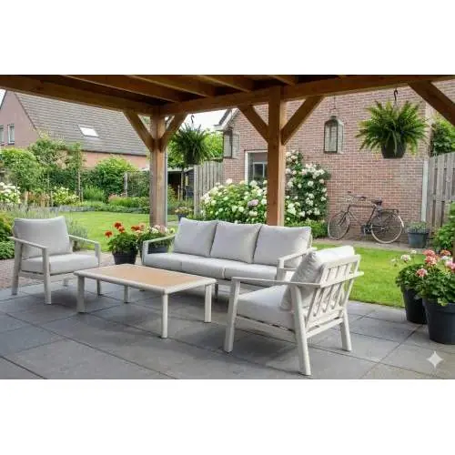 Korting Loungeset wit aluminium Barbedos