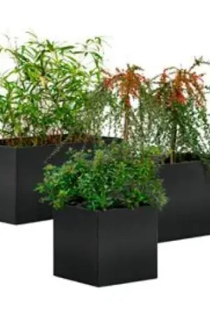 Veilige Betaling Bloembak zwart staal Mohawk 60 x 120 x 60 cm