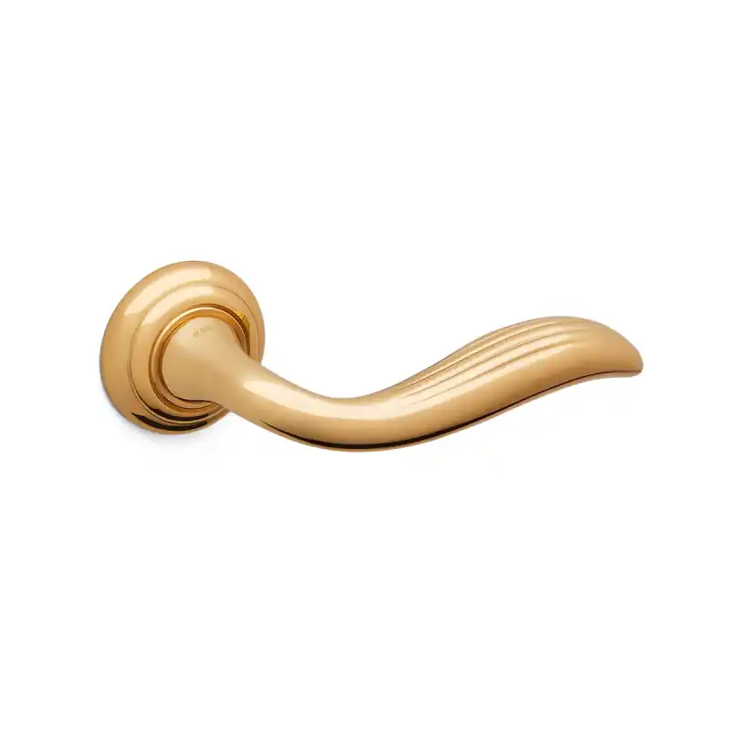 981 Plissé deurkruk op rozet, messing gepolijst/satinmessing Exclusieve Aanbieding