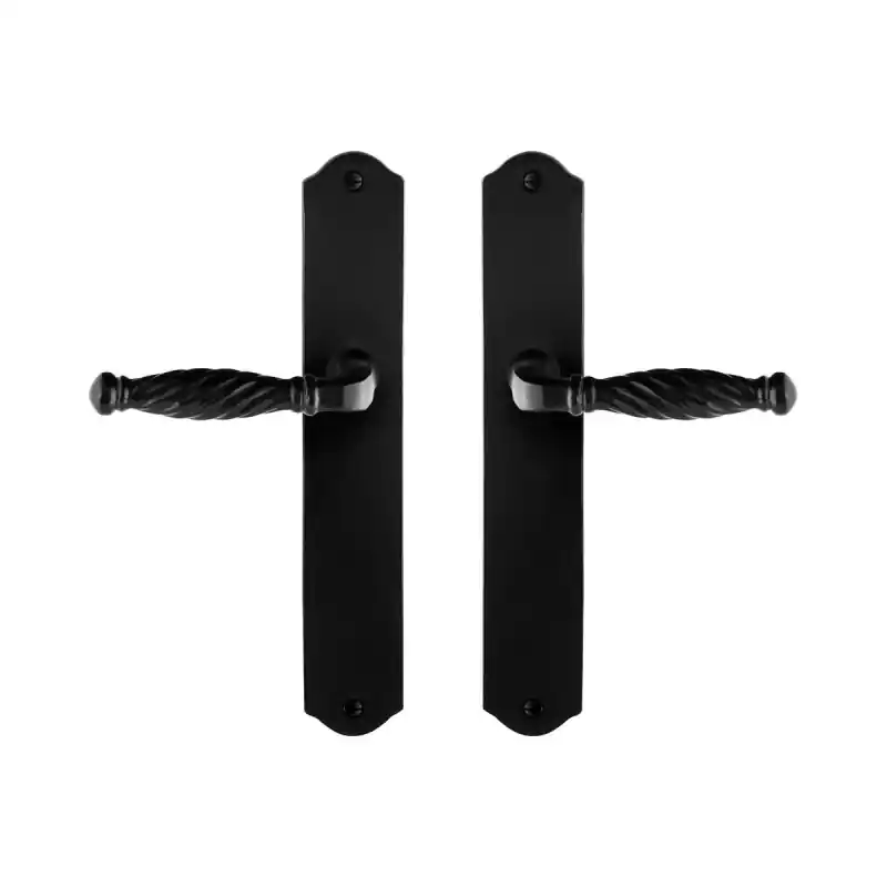 GPF6225.60 smeedijzer zwarte deurkruk Tuli op schild, 238x41x4mm Lage Kosten