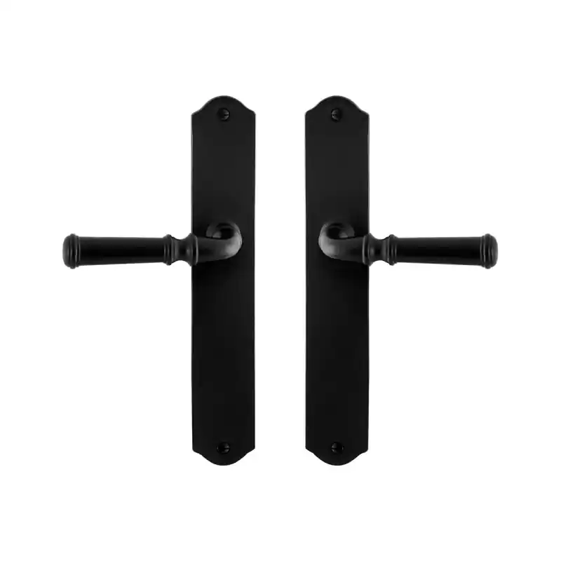 GPF6220.60 smeedijzer zwarte deurkruk Meri op schild, 238x41x4mm Uitverkoop