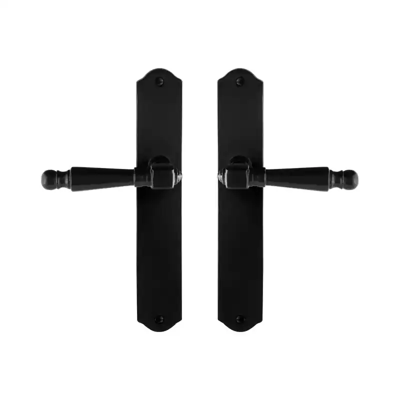 GPF6210.60 smeedijzer zwarte deurkruk Mela op schild, 238x41x4mm Nieuw