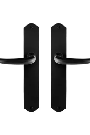 Weekendaanbieding GPF6205.60 smeedijzer zwarte deurkruk Uhka op schild, 238x41x4mm