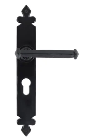 Aanbieding Wardlo deurkruk op schild 273x40mm PC47 smeedijzer zwart