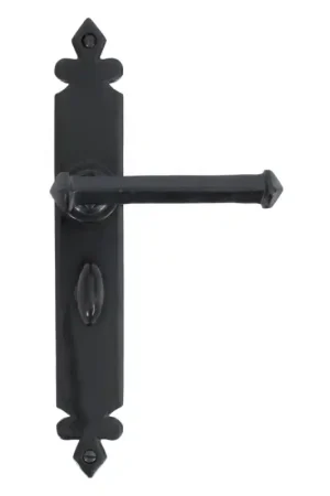 Fabrieksprijs Wardlo deurkruk op schild 273x40mm WC57 smeedijzer zwart