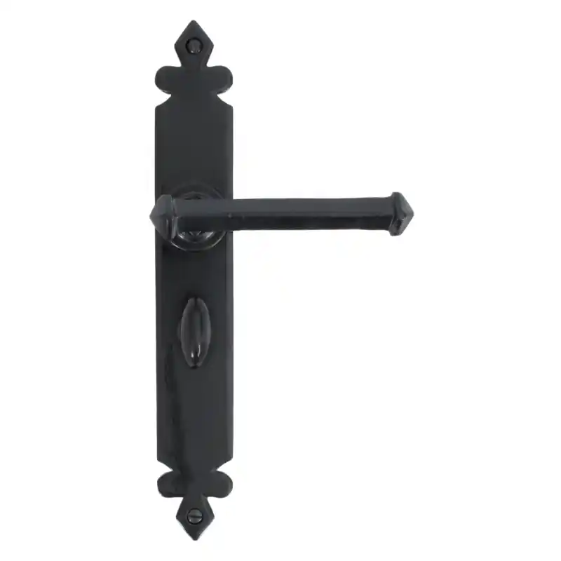 Fabrieksprijs Wardlo deurkruk op schild 273x40mm WC57 smeedijzer zwart