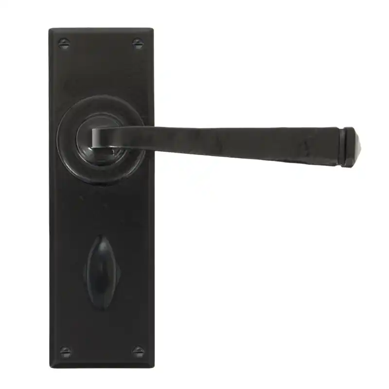 Rechtstreeks Van De Fabrikant Wardlo deurkruk op schild 152x48mm WC57 smeedijzer zwart