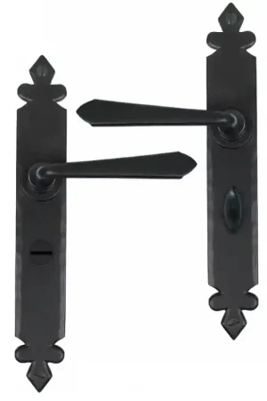 Wardlo deurkruk op schild 273x40mm WC57 smeedijzer zwart Speciale Aanbieding