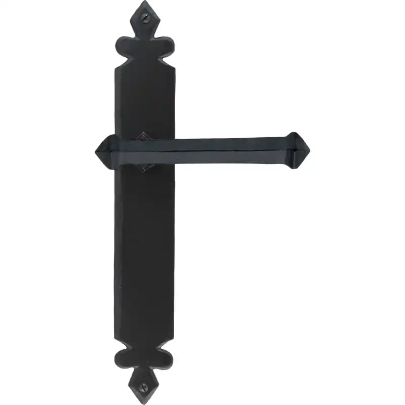 Betaalbaar Wardlo deurkruk op schild 273x40mm Blind smeedijzer zwart