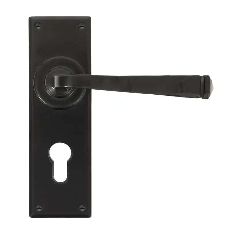 Tijdelijk Beschikbaar Wardlo deurkruk op schild 152x48mm PC47 smeedijzer zwart