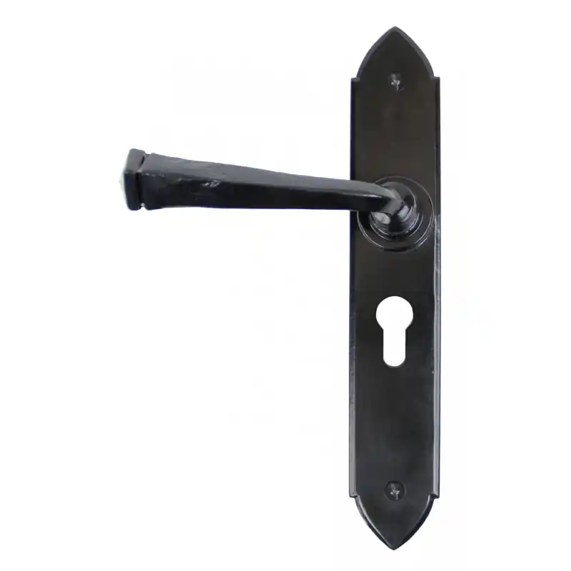 Koopje TH1119 deurkruk op schild 248x44mm PC47 smeedijzer zwart