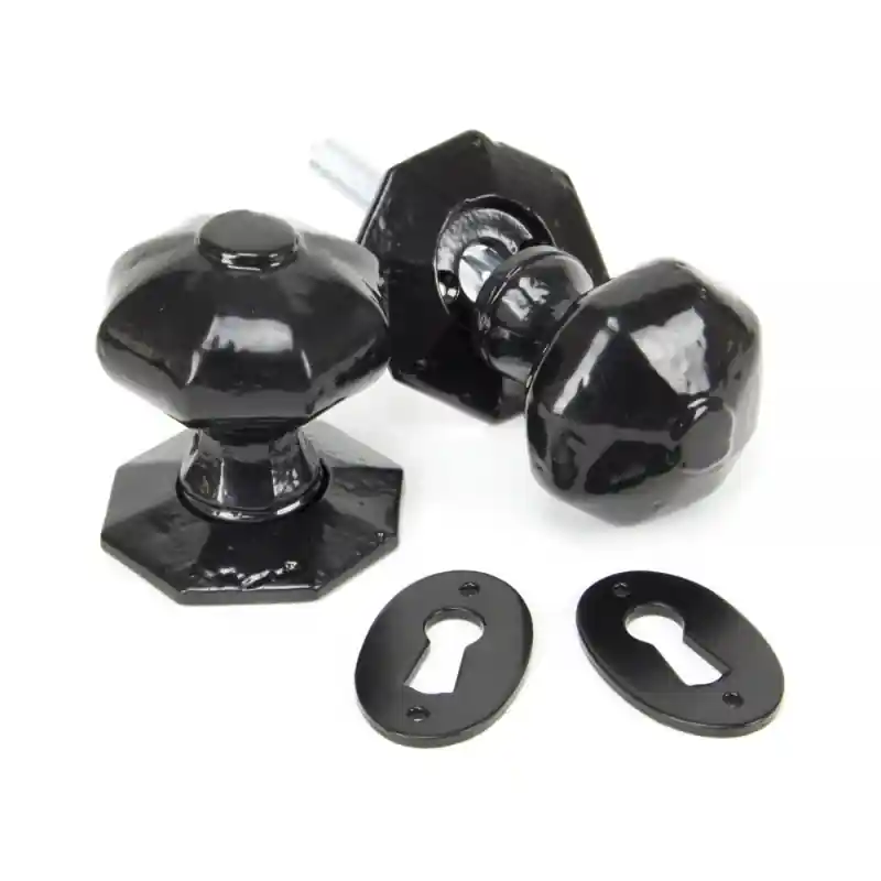 Wardlo deurknop knop 54mm/ rozet 57mm smeedijzer zwart Weekendaanbieding