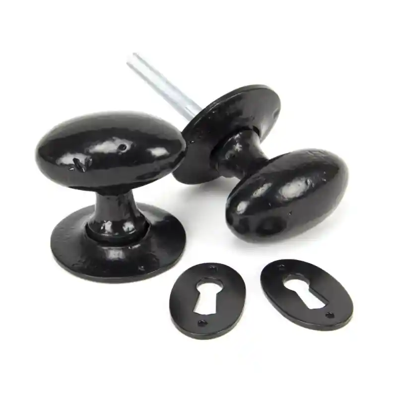 Wardlo deurknop knop 63mm/ rozet 60mm smeedijzer zwart Superprijs