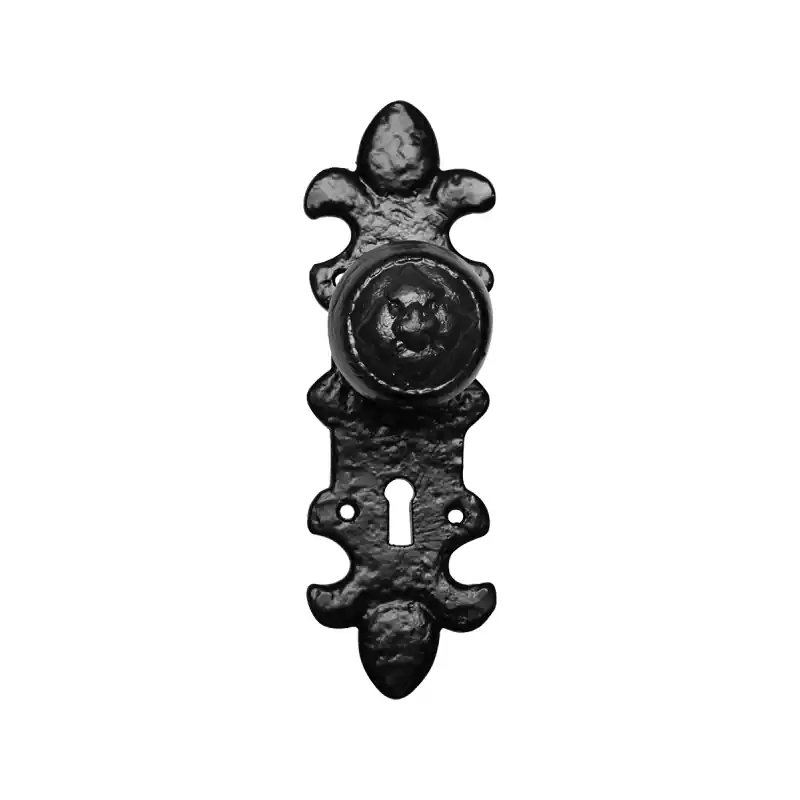 Koop Online KP1212 knop 50mm op schild 203x63mm BB56 draaibaar smeedijzer