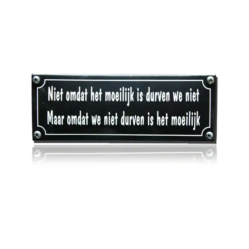 Nu Kopen KNH-89 emaille naambordje ‘Niet omdat het moeilijk is‘