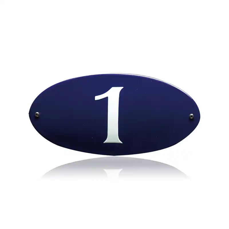 Op = Op Huisnummer emaille blauw, 200 x 100 mm