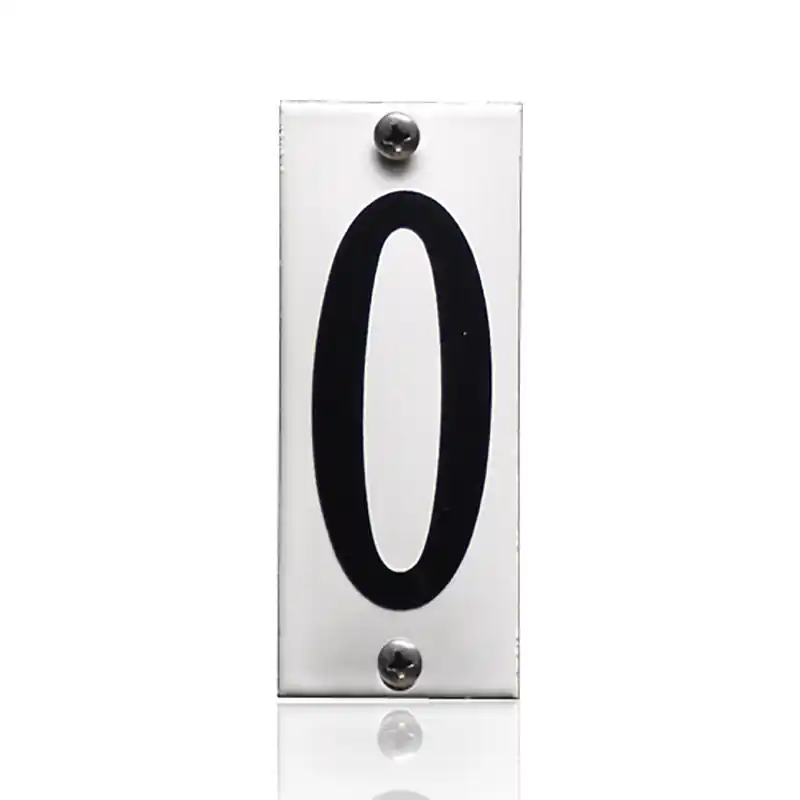 Emaille huisnummer 0 wit, 40 x 100 mm Weekendaanbieding
