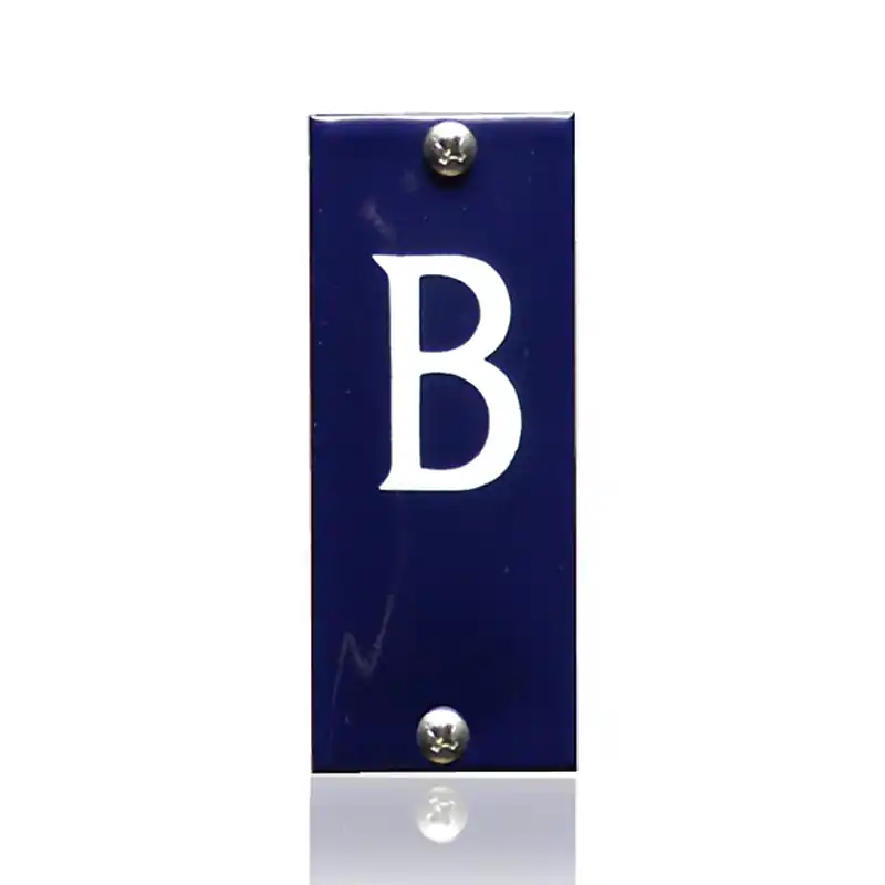 Huisnummer B emaille blauw, 40 x 100 mm Dagaanbieding