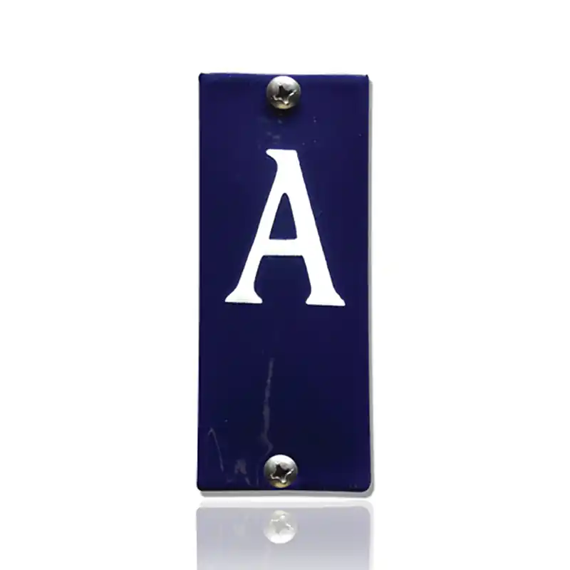 Emaille huisnummer A blauw, 40 x 100 mm Fabrieksprijs