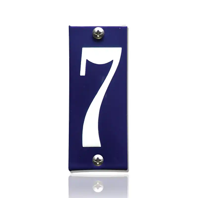 Flitsaanbieding Huisnummer 7 emaille blauw, 40 x 100 mm