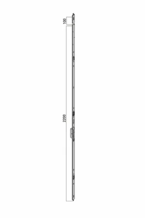 S2 contra-espagnolet SKG***, 2200x29x8 mm, deurhoogte 2010-2300 mm, staal silverlook, links/rechts afgerond Koop Vandaag