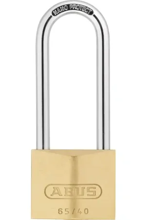 Abus 65/40HB63 hangslot hoge beugel 40mm messing Gecertificeerd