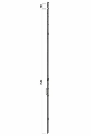 S2 contra-espagnolet SKG***, 2510x29x8 mm, deurhoogte 2230-2600 mm, staal silverlook, links/rechts afgerond Merkproduct
