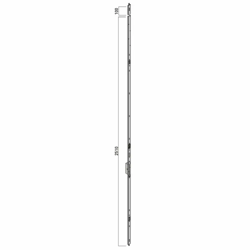 S2 contra-espagnolet SKG***, 2510x29x8 mm, deurhoogte 2230-2600 mm, staal silverlook, links/rechts afgerond Merkproduct