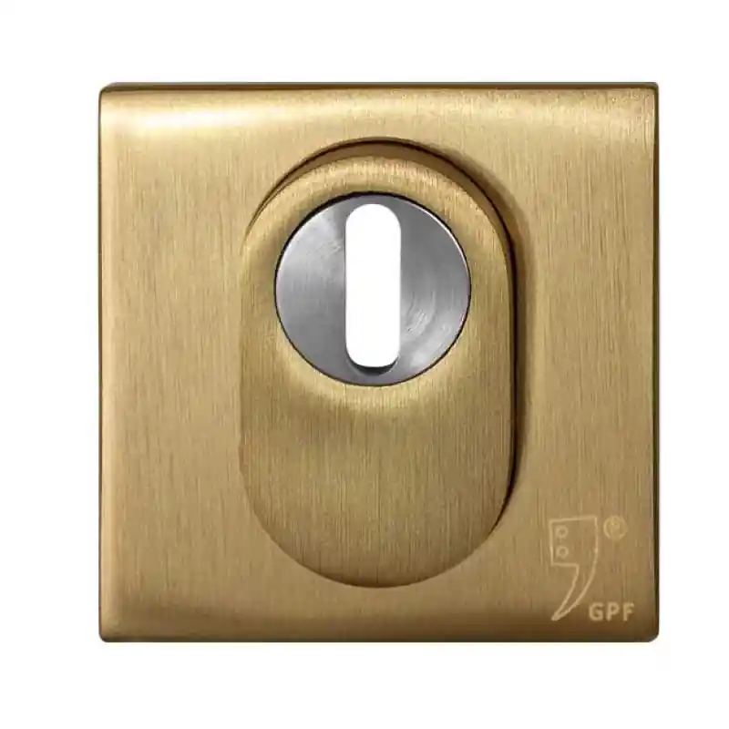 Koop Vandaag GPF9387.P4.I199 vierkant veiligheidsbuitenrozet PVD mat messing met kerntrekbeveiliging
