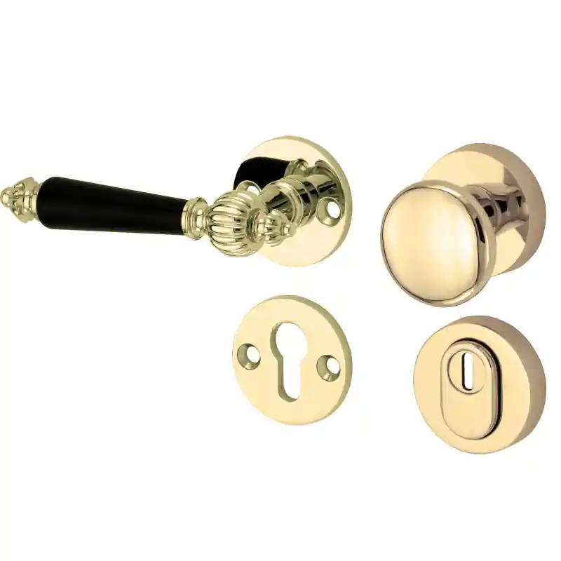 Seizoensaanbieding Mi Satori knop/kruk op rozet - SKG Nouveau ebben messing gelakt/messing PVD